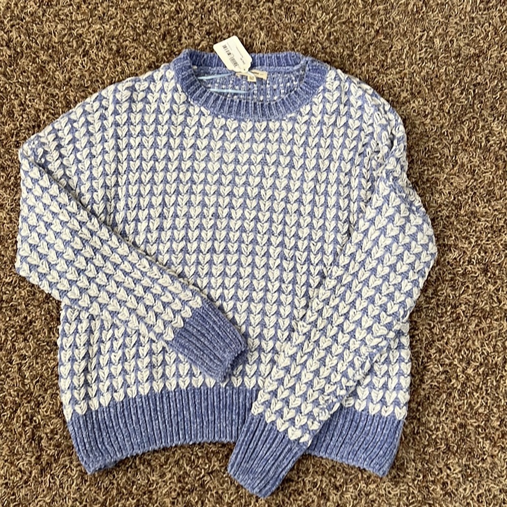 NWT Blue and white detailed sweater